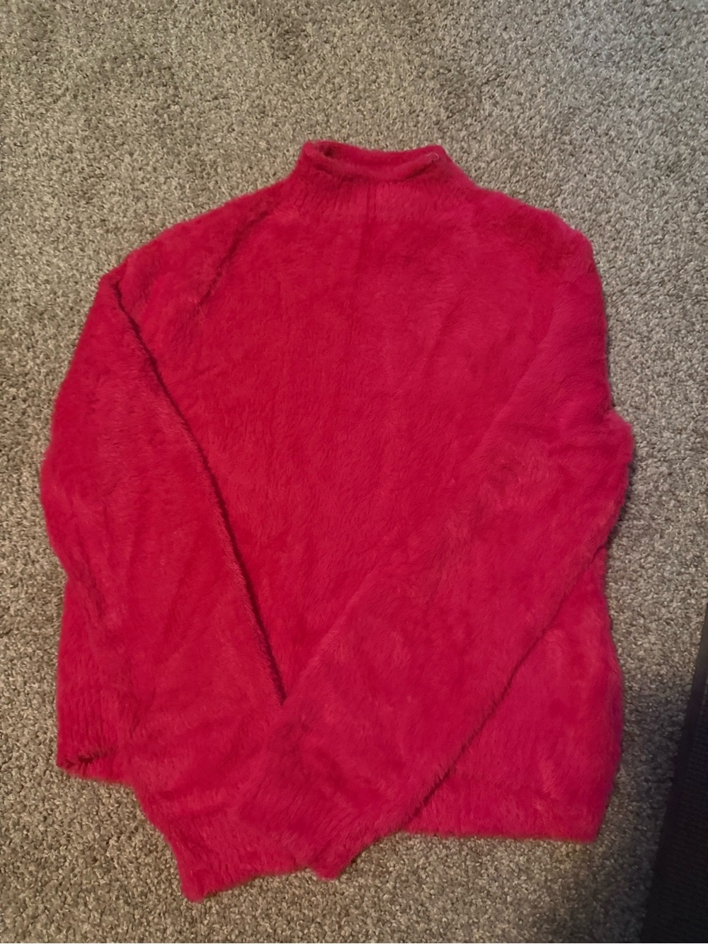 Universal Thread Women's Fuzzy Mock-Neck Sweater in Bright Pink